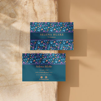Cartão De Visita Elegante e moderno | Padrão Floral Chic