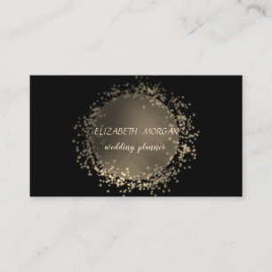 Cartão De Visita Elegante e sofisticado, preto, confete dourado