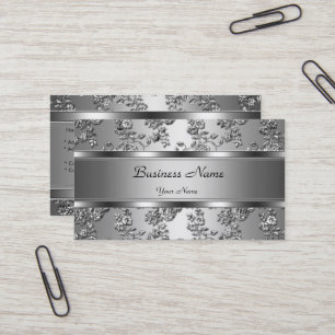 Cartão De Visita Elegante e Sofisticado Visual Floral com Relevo em