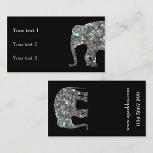 Cartão De Visita Elegante elefante cintilante de mosaico prateado