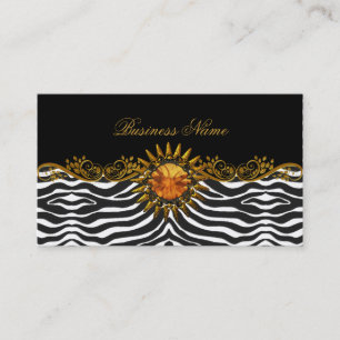 Cartão De Visita Elegante Elite Classe Preto Dourado Zebra Animal