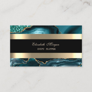 Cartão De Visita Elegante Esmeralda Verde Preto Dourado Listrado Br