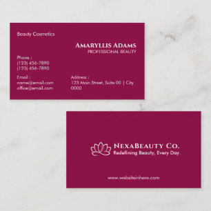 Cartão De Visita Elegante Esteticista de Beleza Magenta