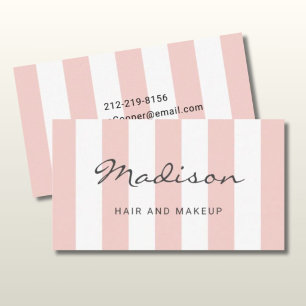 Cartão De Visita Elegante Estilista Cabelo & Maquiagem Rosa Bege