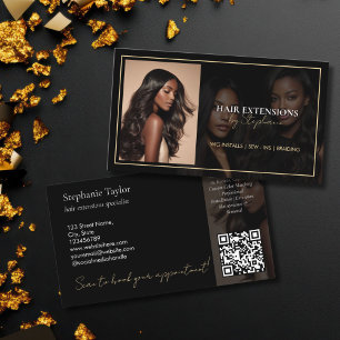 Cartão De Visita Elegante Estilista de Cabelo de Luxo Extensões Per