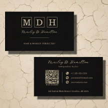 Elegante Estilista de Cabelo QR Code Preto Dourado