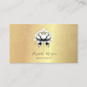 Cartão De Visita Elegante Estilo Lótus Dourado Confete Yoga
