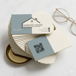 Cartão De Visita Elegante Estilo Minimalista Verde Sálvia para Imob