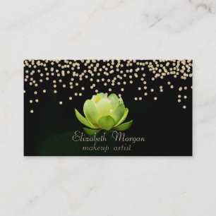 Cartão De Visita Elegante Estiloso Diamantes Pretos Lotus Verde