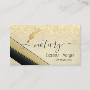 Cartão De Visita Elegante Estiloso Glitter Pena de Ouro Notarial