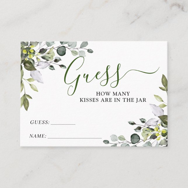 Cartão De Visita Elegante Eucalyptus Adivinha Quantas Cartas De Jog (Frente)