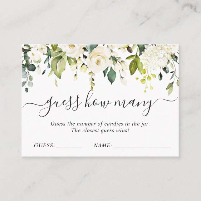 Cartão De Visita Elegante Eucalyptus Adivinha Quantas Cartas De Jog (Frente)