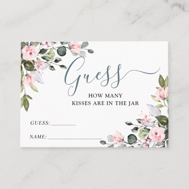 Cartão De Visita Elegante Eucalyptus Adivinha Quantas Cartas De Jog (Frente)