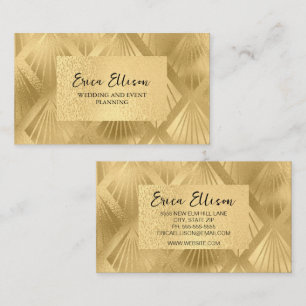 Cartão De Visita Elegante Evento de Casamento Art Déco Dourado