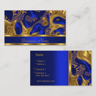 Cartão de Visita Elegante Exótico Azul Dourado Abs