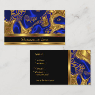 Cartão de Visita Elegante Exótico Azul Dourado Abs