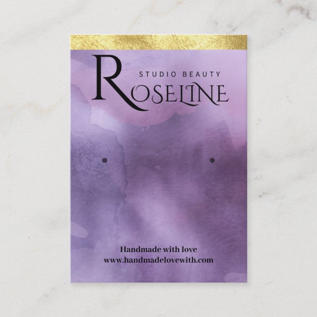 Cartão De Visita Elegante Exposição de Aquarela Roxo Elegante (Frente)