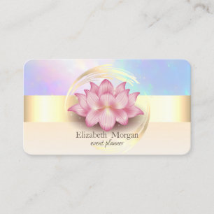 Cartão De Visita Elegante Faixa de Ouro Moderna Lotus Holográfica