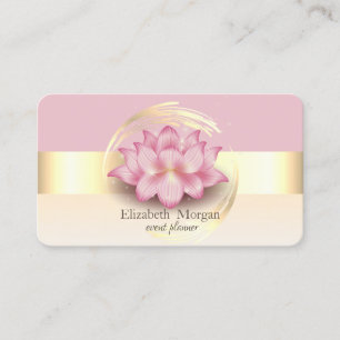 Cartão De Visita Elegante Faixa Moderna Lotus Rosa Dourado