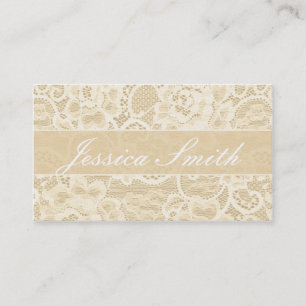 Cartão de Visita Elegante Fancy Renda Pêssego Anti