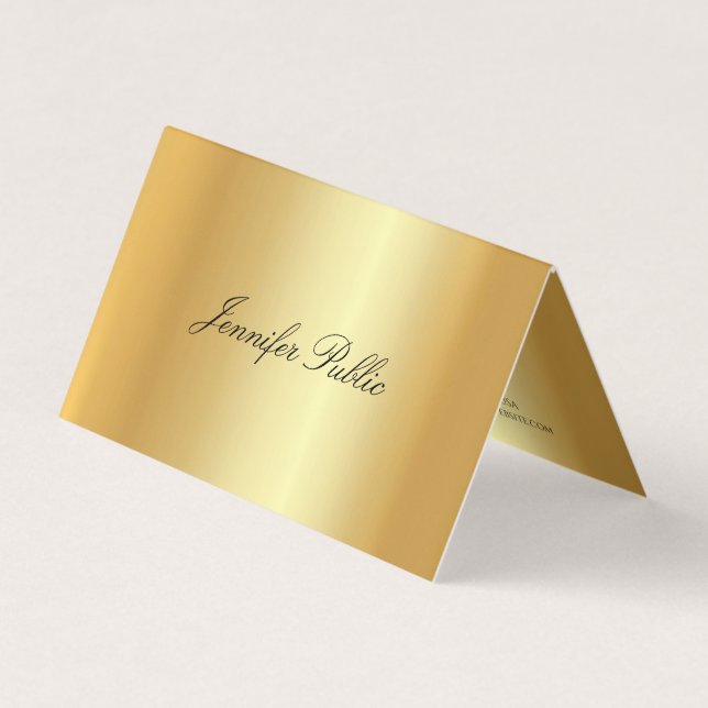 Cartão De Visita Elegante Faux Dourado Calligrafado Modelo moderno (Frente)