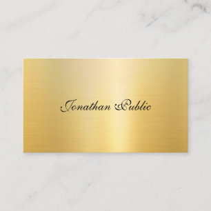 Cartão De Visita Elegante Faux Dourado com o nome manuscrito Modelo