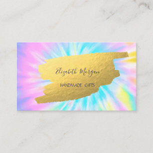 Cartão De Visita Elegante Faux Dourado Folha Pincelada Tie Dye