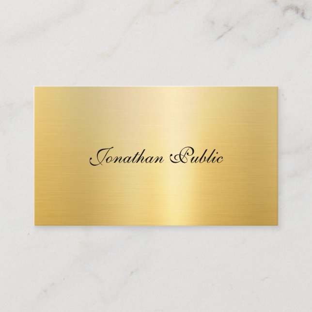 Cartão De Visita Elegante Faux Dourado Modern Handwrite Name Modelo (Frente)