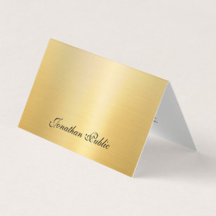 Cartão De Visita Elegante Faux Dourado Modern Handwrite Name Modelo