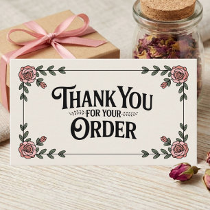 Cartão De Visita Elegante Feminino Floral Agradecimento para Pequen