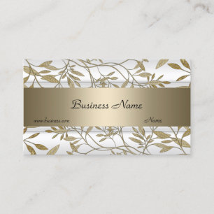 Cartão de Visita Elegante Floral Bege Branco 3