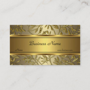 Cartão de Visita Elegante Floral Bronze Dourado Pr