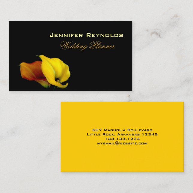 Cartão De Visita Elegante Floral Calla Lily (Frente/Verso)