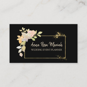 Cartão De Visita *~* Elegante Floral Dourado, Brilhante, Lavanda Ro
