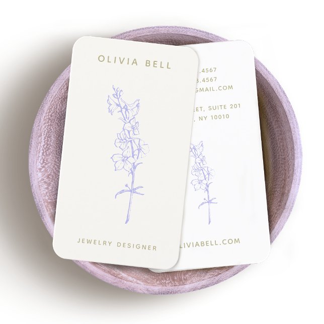 Cartão De Visita Elegante Floral Lavanda Larkspur (Criador carregado)