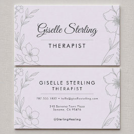 Cartão De Visita Elegante Floral Lilac Roxo Terapêutico