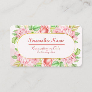 Cartão De Visita Elegante Floral Vintage Peônia & Rosa
