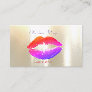 Cartão De Visita Elegante Glamouroso Brilhante, Dourado Falso, Lábi