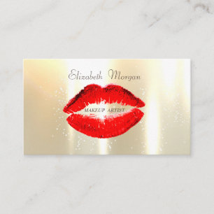 Cartão De Visita Elegante Glamouroso Brilhante, Dourado Falso, Lábi