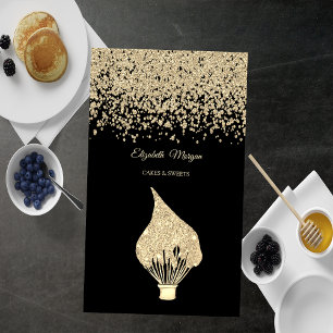 Cartão De Visita Elegante Glitter de Diamantes Dourados Batedeira P