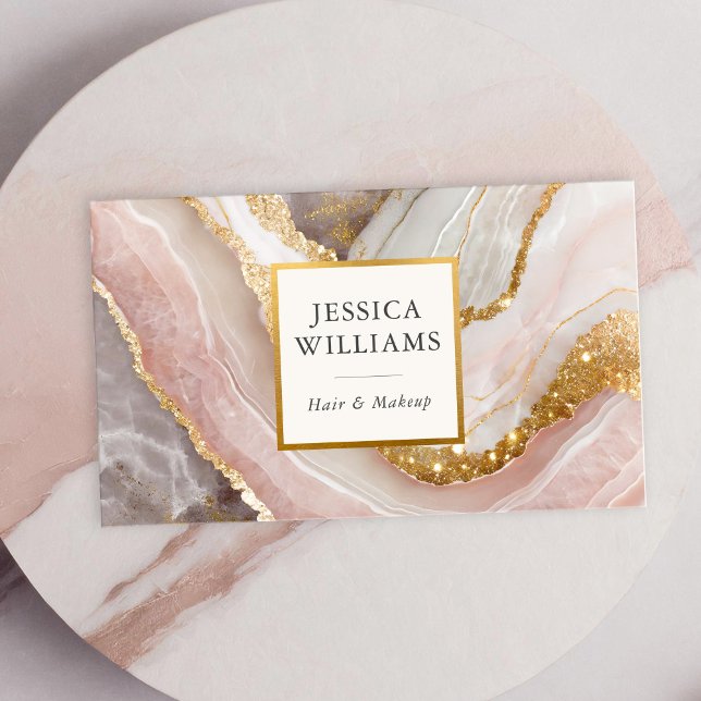 Cartão De Visita Elegante Glitter Dourado Marble Moderno (Criador carregado)