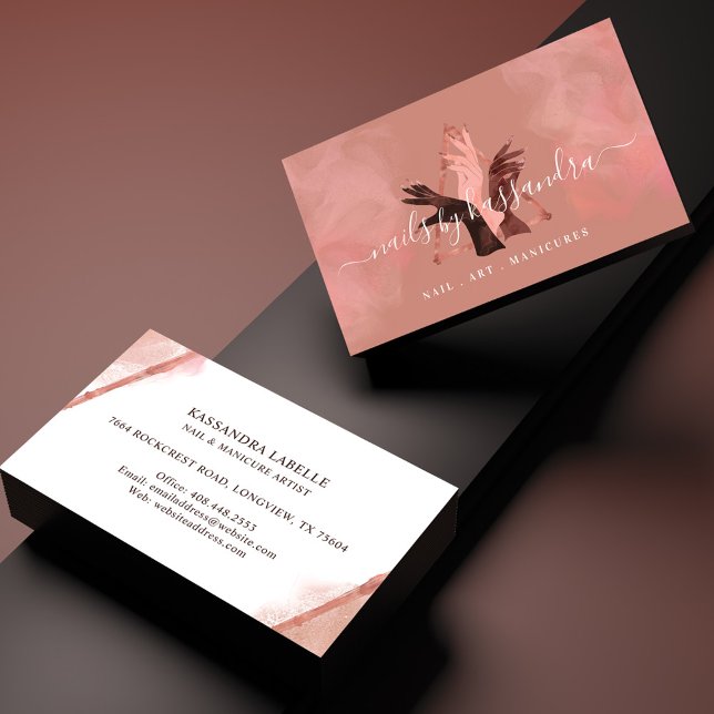 Cartão De Visita Elegante Glitter Glam Nail Art Mãos Manicure Salon (Criador carregado)