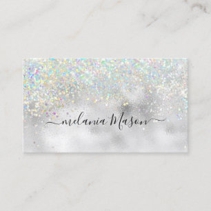 Cartão De Visita Elegante Glitter Holográfico Artista de Maquiagem