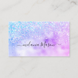 Cartão De Visita Elegante Glitter Holográfico Maquiador Prata B
