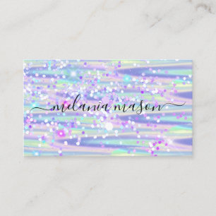 Cartão De Visita Elegante Glitter Holográfico Maquiadora Roxa