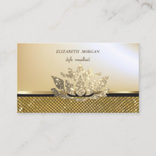 Cartão De Visita Elegante Glitter Lotus Dourado Lantejoulas Estilos