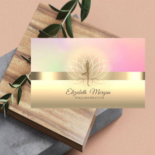 Cartão De Visita Elegante Glitter Profissional Yoga Menina,Lótus