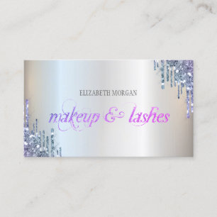 Cartão De Visita Elegante Glitter Roxo Gotas Profissional