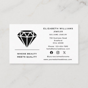 Cartão De Visita Elegante Jeweler Jewelry Designer Jewelry Diamond