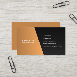 Cartão De Visita Elegante Kraft Marrom e Preto Gradiente